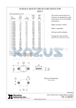 L-19535 datasheet - SURFACE MOUNT DRUM CORE INDUCTOR