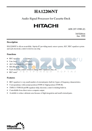 HA12206 datasheet - Audio Signal Processor for Cassette Deck