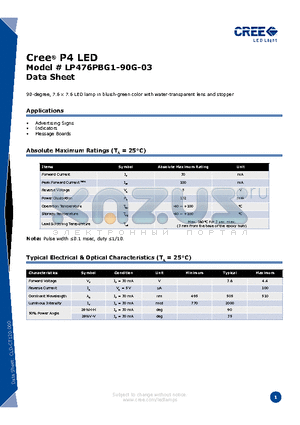 LP476PBG1-90G-03 datasheet - P4 LED