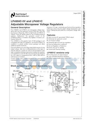 LP4950CZ-5.0 datasheet - Adjustable Micropower Voltage Regulators