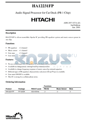 HA12231FP datasheet - Audio Signal Processor for Car Deck (PB 1 Chip)