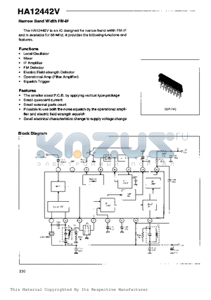 HA12442V datasheet - Narrow Band Width FM-IF