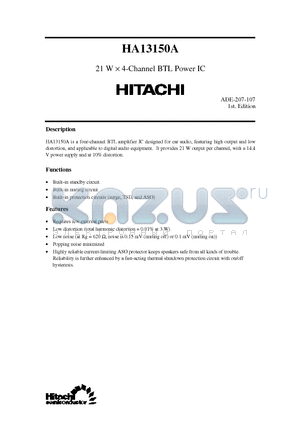 HA13150A datasheet - 21 W X 4-Channel BTL Power IC