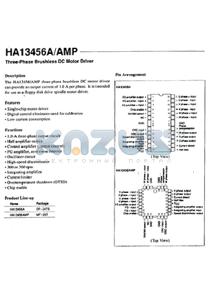 HA13456AMP datasheet - Three-Phase Brushiess DC Motor Driver