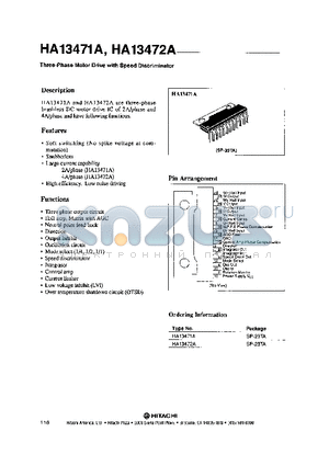 HA13471A datasheet - THREE-PHASE MOTOR DRIVE WITG SPEED DISCROMINATOR