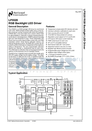LP5520 datasheet - RGB Backlight LED Driver