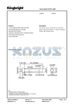 L-2060ED datasheet - 1.8mm SOLID STATE LAMP