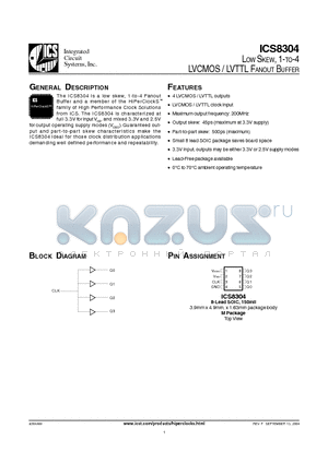 ICS8304AMLF datasheet - LOW SKEW, 1-TO-4 LVCMOS / LVTTL FANOUT BUFFER