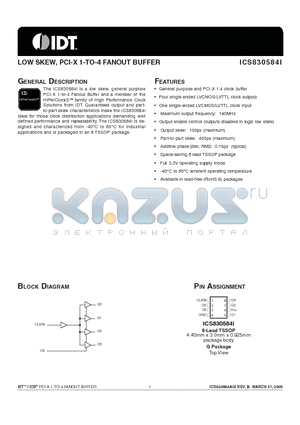 ICS830584I datasheet - LOW SKEW, PCI-X 1-TO-4 FANOUT BUFFER