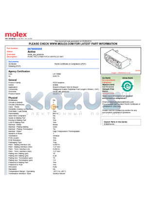 678005004 datasheet - PURE TIN 1.27MM PITCH VERTICLE SMT