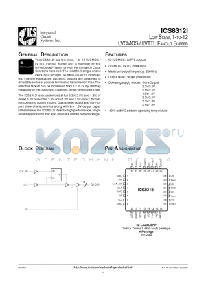 ICS8312I datasheet - LOW SKEW, 1-TO-12 LVCMOS / LVTTL FANOUT BUFFER