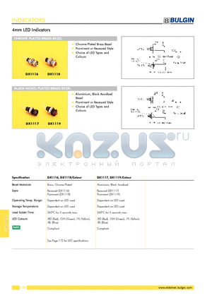 DX1117 datasheet - 4mm LED Indicators