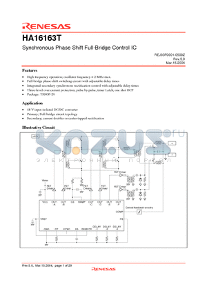 HA16163T datasheet - Synchronous Phase Shift Full-Bridge Control IC