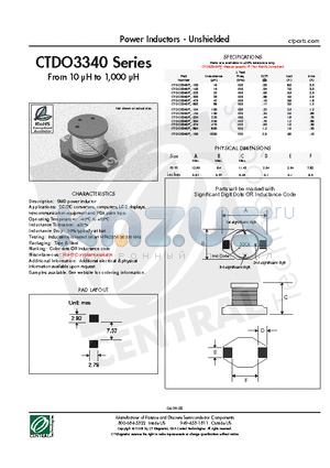 CTDO3340 datasheet - Power Inductors - Unshielded