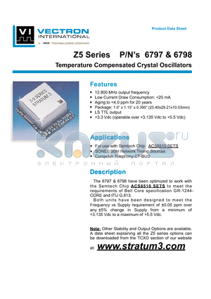 6797 datasheet - Temperature Compensated Crystal Oscillators