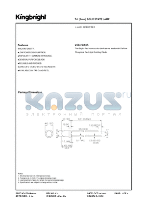 L-34HD datasheet - T-1 (3mm) SOLID STATE LAMP