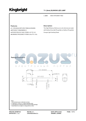 L-36BID datasheet - T-1 (3mm) BLINKING LED LAMP