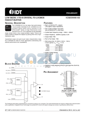 ICS83908I-02 datasheet - LOW SKEW, 1-TO-8 CRYSTAL-TO-LVCMOS FANOUT BUFFER