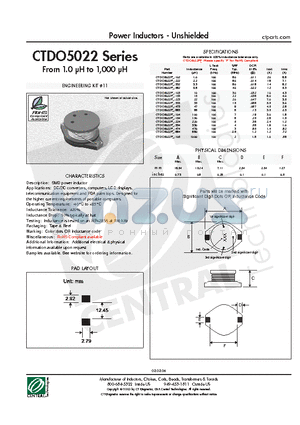 CTDO5022P-103 datasheet - Power Inductors - Unshielded