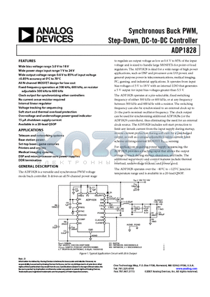 ADP1828 datasheet - Synchronous Buck PWM, Step-Down, DC-to-DC Controller