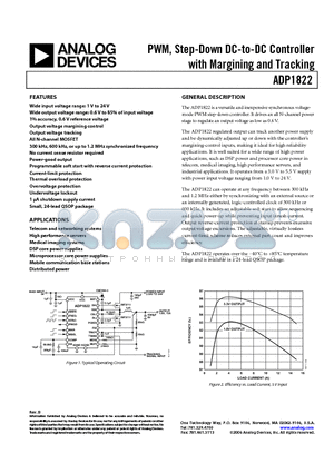 ADP1822ARQZ-R7 datasheet - PWM, Step-Down DC-to-DC Controller with Margining and Tracking