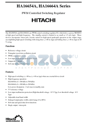 HA16654AFP datasheet - PWM Controlled Switching Regulator