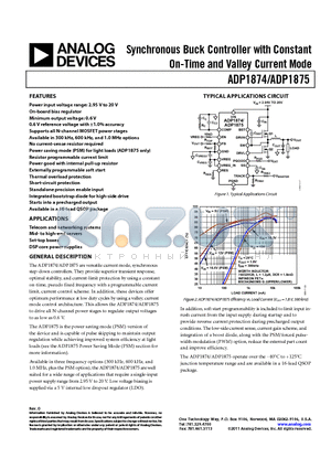 ADP1874 datasheet - Synchronous Buck Controller with Constant On-Time and Valley Current Mode