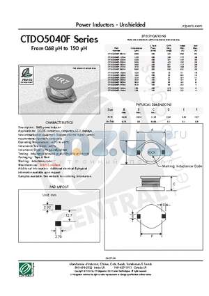 CTDO5040F-104M datasheet - Power Inductors - Unshielded