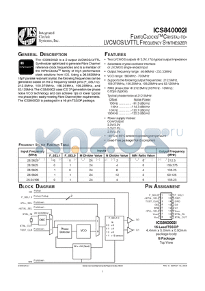 ICS840002 datasheet - FEMTOCLOCKS CRYSTAL-TO LVCMOS/