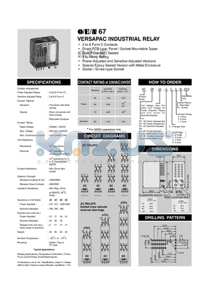 67EP-24-6C7-PC datasheet - VERSAPAC INDUSTRIAL RELAY