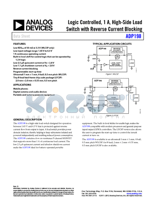 ADP198ACBZ-11-R7 datasheet - Logic Controlled, 1 A, High-Side Load