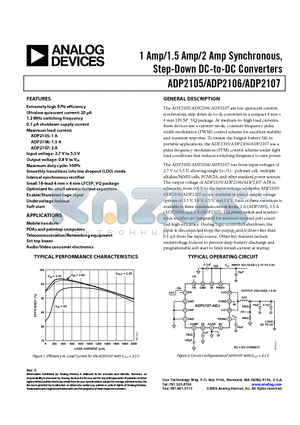 ADP2106ACPZ-R7 datasheet - 1 Amp/1.5 Amp/2 Amp Synchronous, Step-Down DC-to-DC Converters