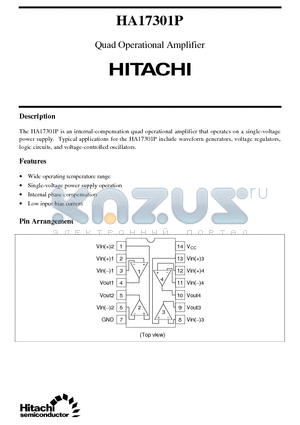 HA17301P datasheet - Quad Operational Amplifier