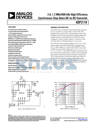 ADP2118 datasheet - 3 A, 1.2 MHz/600 kHz High Efficiency Synchronous Step-Down DC-to-DC Converter