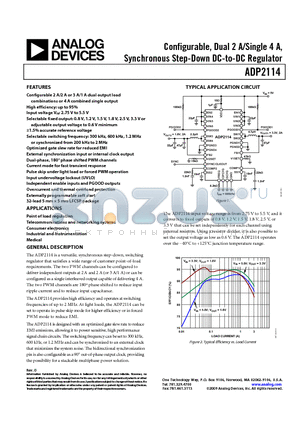 ADP2114-2PH-EVALZ datasheet - Configurable, Dual 2 A/Single 4 A, Synchronous Step-Down DC-to-DC Regulator