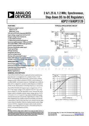 ADP2119 datasheet - 2 A/1.25 A, 1.2 MHz, Synchronous, Step-Down DC-to-DC Regulators