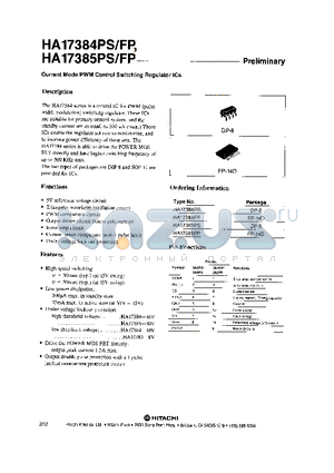 HA17385FP datasheet - CURRENT MODE PWM CONTROL SWITTCHING REGULATOR ICS