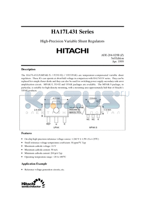 HA17431FPA datasheet - High-Precision Variable Shunt Regulators