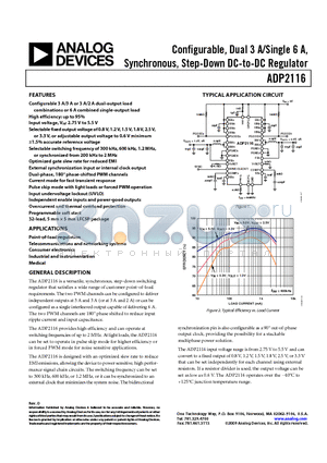 ADP2116 datasheet - Configurable, Dual 3 A/Single 6 A, Synchronous, Step-Down DC-to-DC Regulator