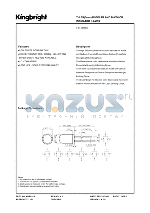 L-57 datasheet - T-1 3/4(5mm) BI-POLAR AND BI-COLOR INDICATOR LAMPS