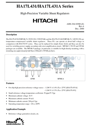 HA17432UPA datasheet - High-Precision Variable Shunt Regulators