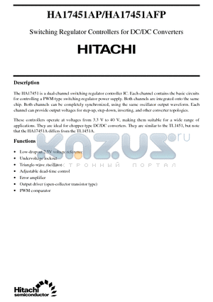 HA17451AP datasheet - Switching Regulator Controllers for DC/DC Converters