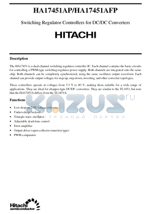 HA17451AFP datasheet - Switching Regulator Controllers for DC/DC Converters