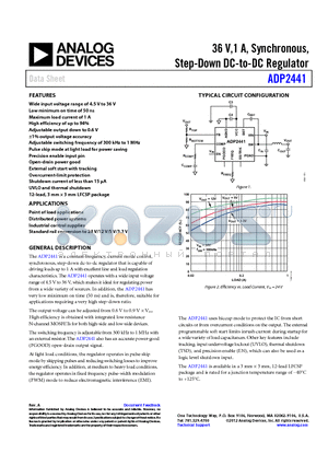 ADP2441 datasheet - 36 V,1 A, Synchronous, Step-Down DC-to-DC Regulator