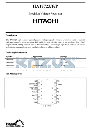 HA17723P datasheet - Precision Voltage Regulator