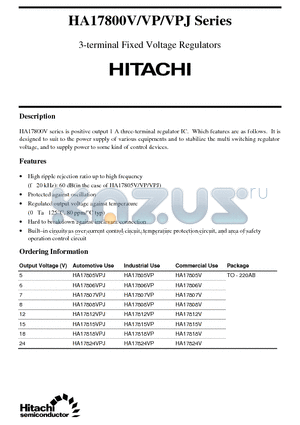 HA17806VPJ datasheet - 3-terminal Fixed Voltage Regulators