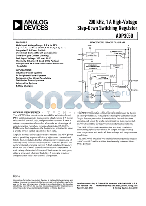 ADP3050AR-5 datasheet - 200 kHz, 1 A High-Voltage Step-Down Switching Regulator