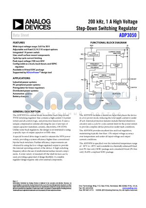 ADP3050ARZ datasheet - 200 kHz, 1 A High Voltage Step-Down Switching Regulator