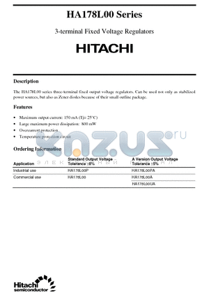 HA178L00PA datasheet - 3-terminal Fixed Voltage Regulators