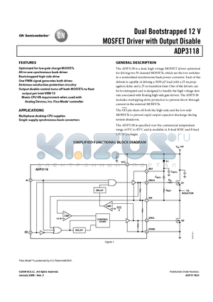 ADP3118JRZ datasheet - Dual Bootstrapped 12 V MOSFET Driver with Output Disable